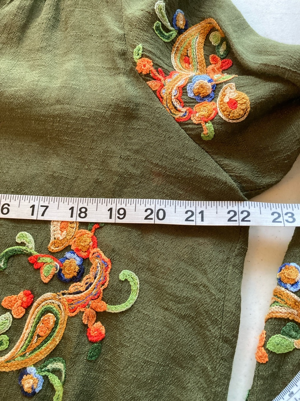 FIGLEAVEN Olive Embroidered Button-Down Blouse - Picture 7 of 8